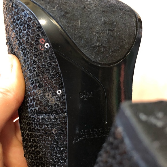 🍄Nine West sequined chunky black heels - Picture 6 of 8
